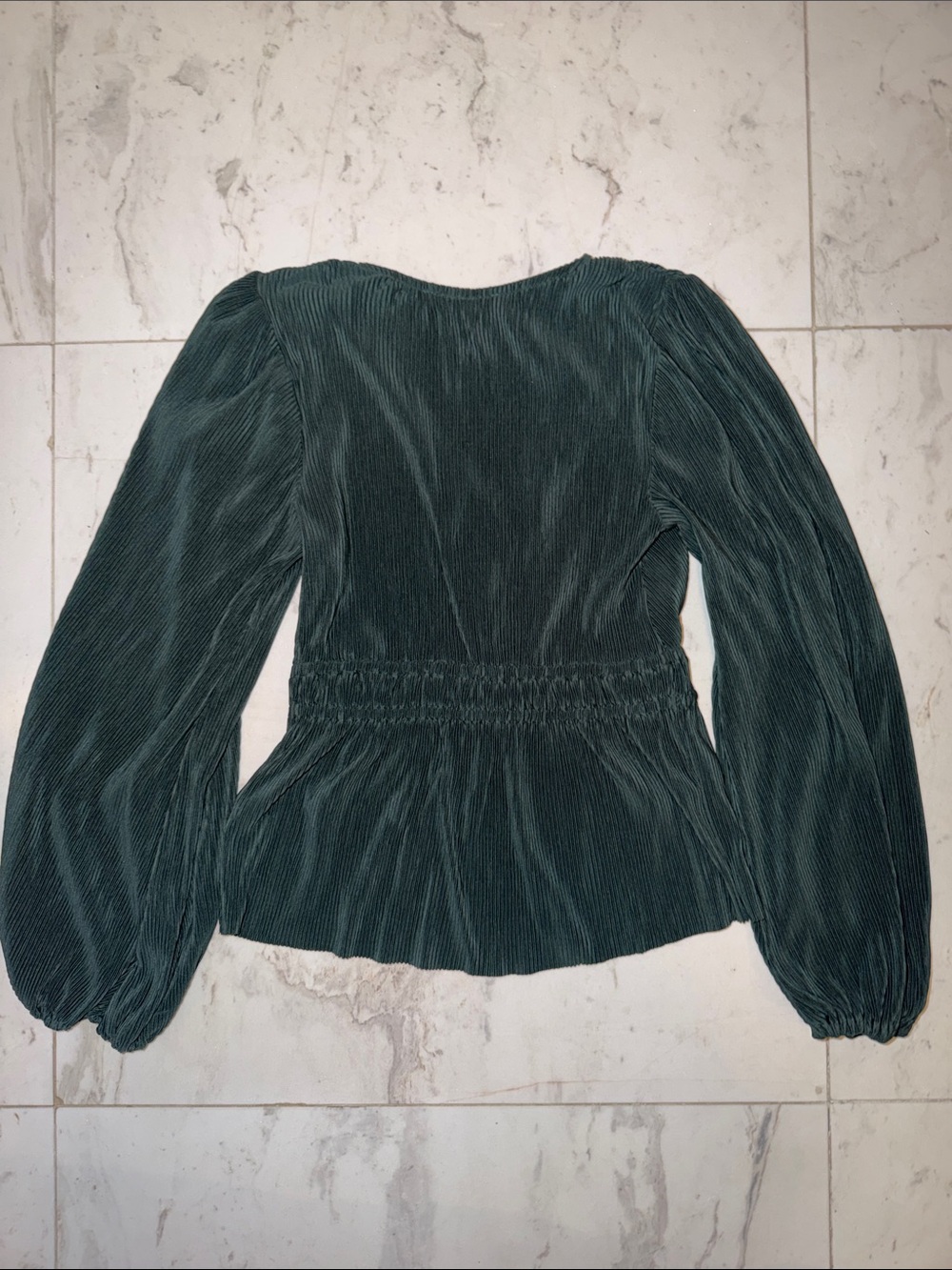 Abercrombie & Fitch Forest Green Pleated Wrap Blouse - Picture 3 of 4
